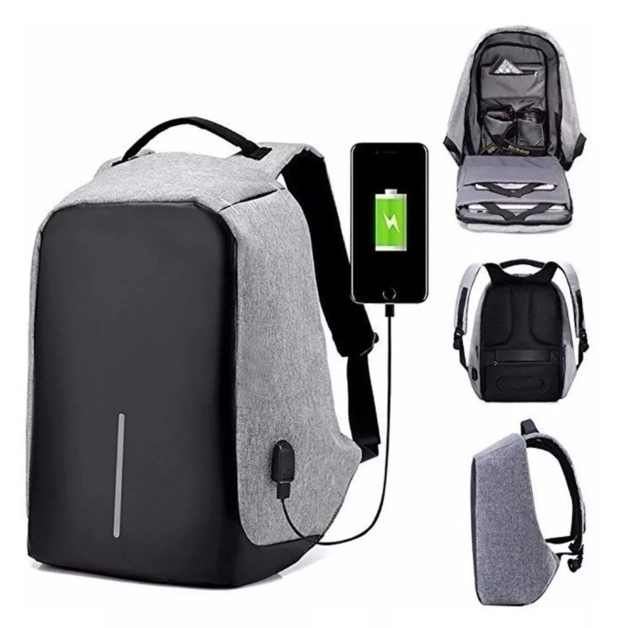 Bolso Mochila Antirrobo Con Cable Usb