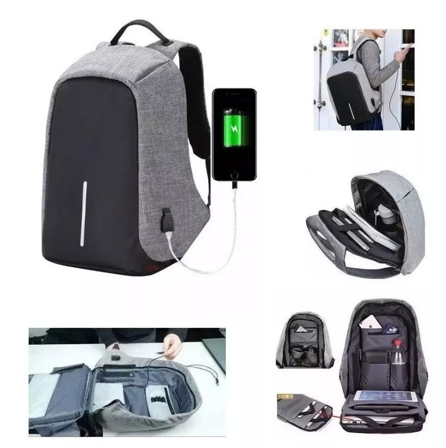 Bolso Mochila Antirrobo Con Cable Usb